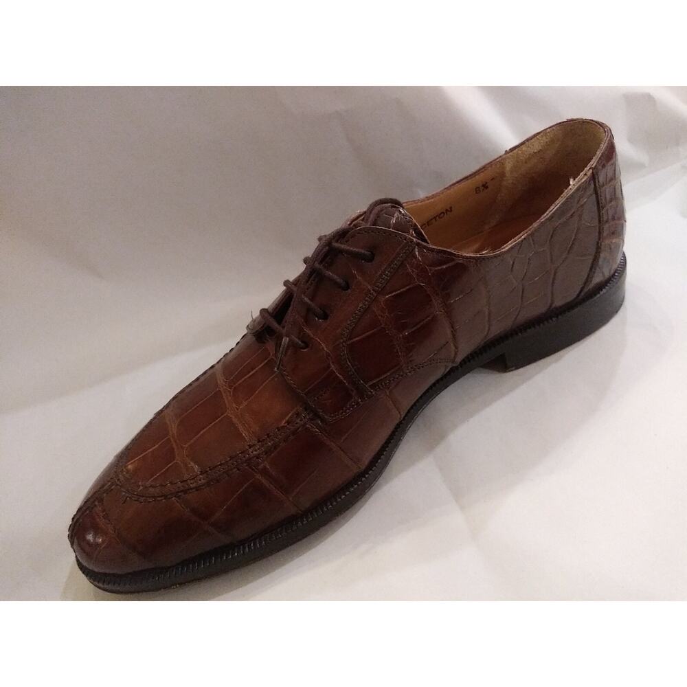 MENS MEZLAN PRINCETON CASUAL/FORMAL GENUINE ALLIGATOR BROWN SHOES SIZE 8.5 M - Picture 2 of 12
